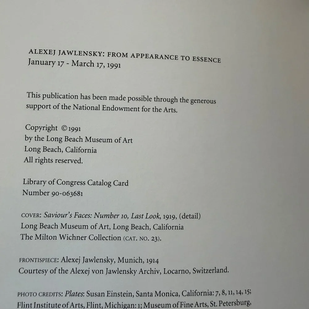 Alexej Jawlensky From Appearance to Essence 1991 Art Exhibition Catalog LBMA